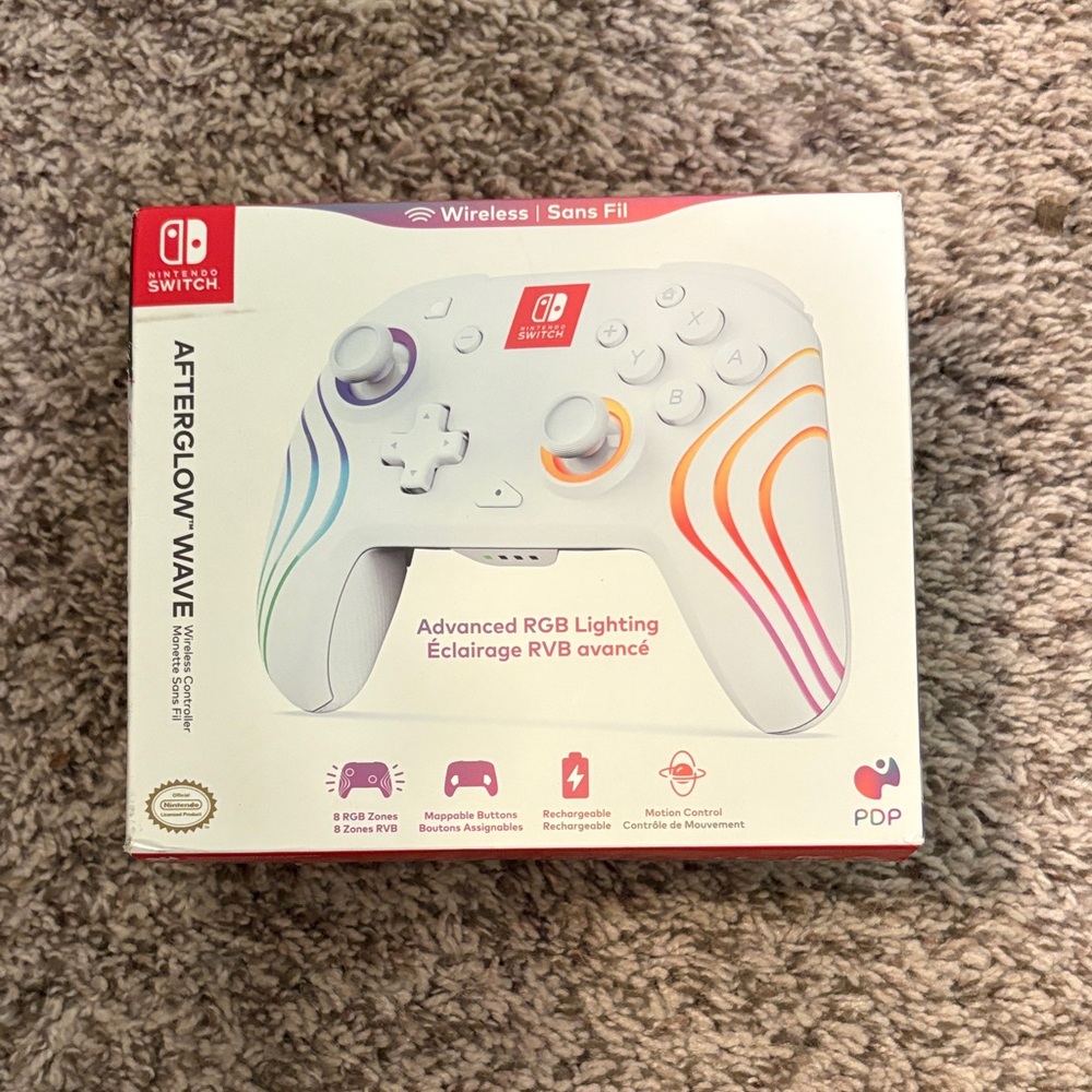 Nintendo Switch Afterglow Wave Wireless Controller - White with RGB Lighting